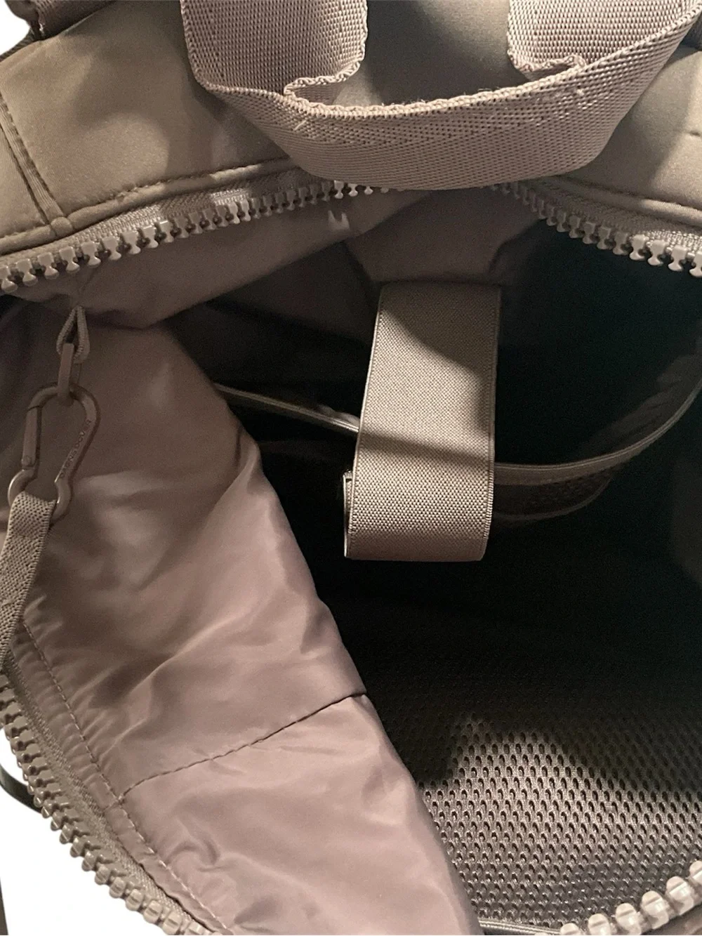 Dagne Dover Taupe Neoprene Diaper Backpack with Dual Front Zips large